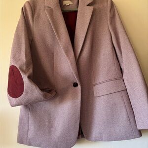 LOFT Mauve Blazer with Burgundy Elbow Patches